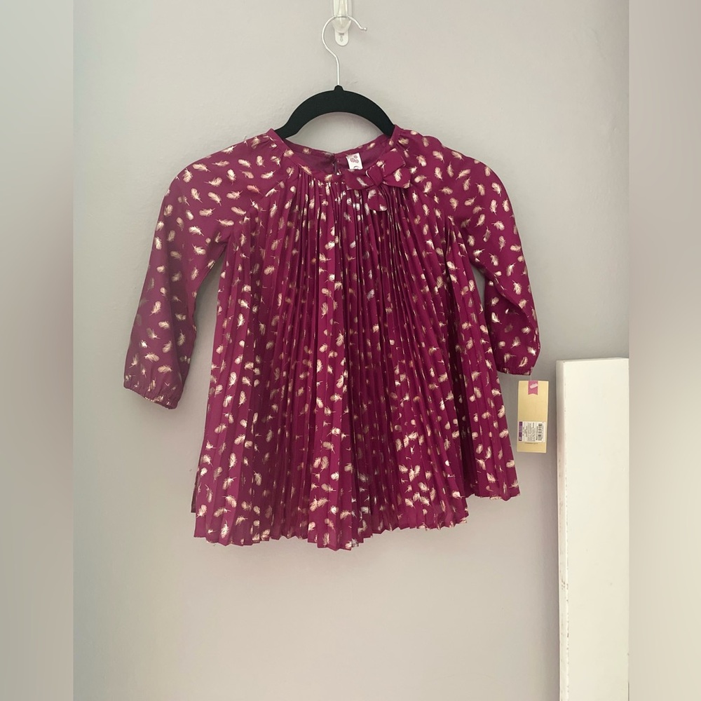 Purple and Gold Feather Girl Toddler dress 2T